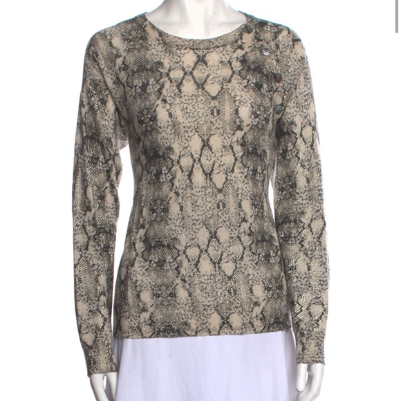Zadig & Voltaire Cashmere Reglis Python Print Crew Neck Sweater - Picture 5 of 9